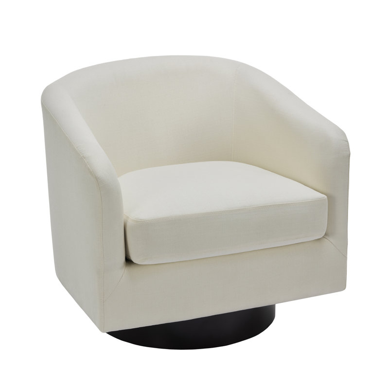Bennett 73.1 Cm Wide Cotton Swivel Barrel Chair, Beige Fabric