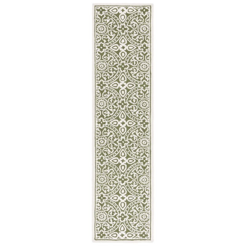 Tapis Metro256 vert / ivoire, Tapis de couloir 2 pi 3 po x 9 pi