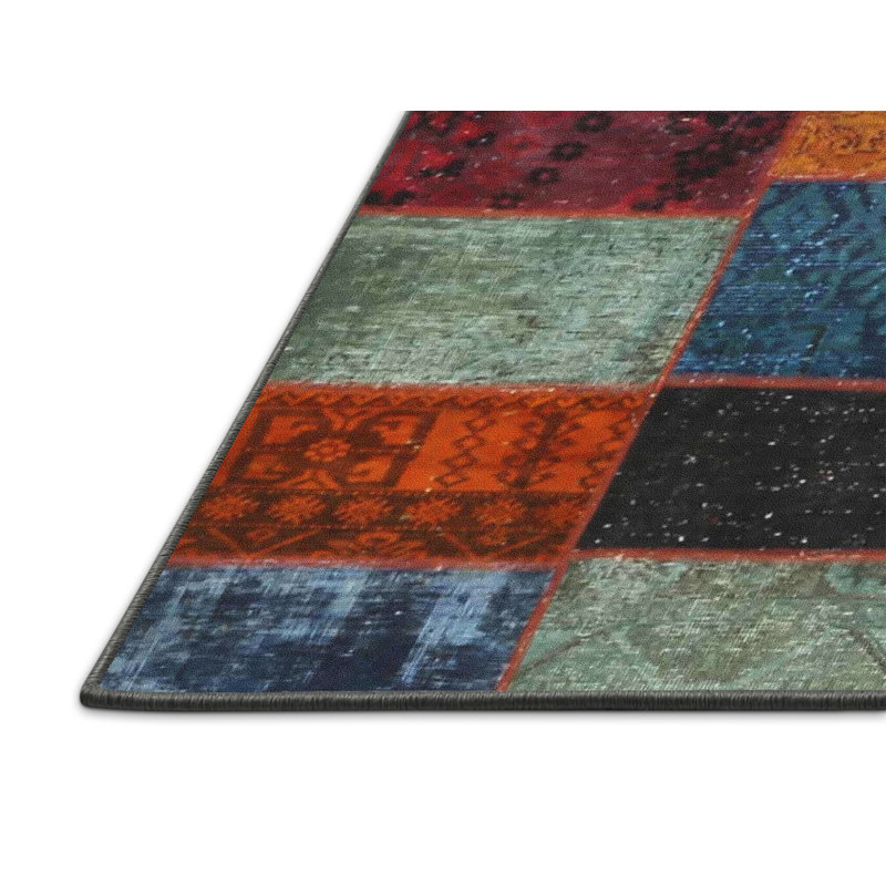 Tapis gris/rose/bleu contemporaine, Rectangle 7 pi x 10 pi