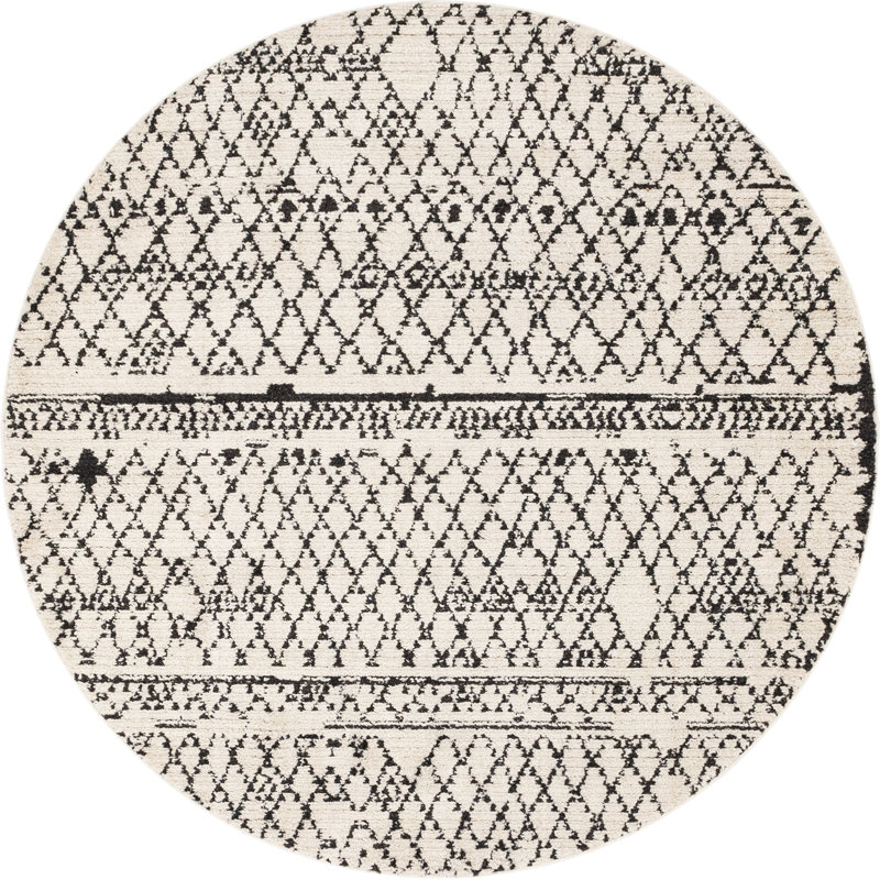 Tapis ivoire / noir Juliet, Rond 7 pi