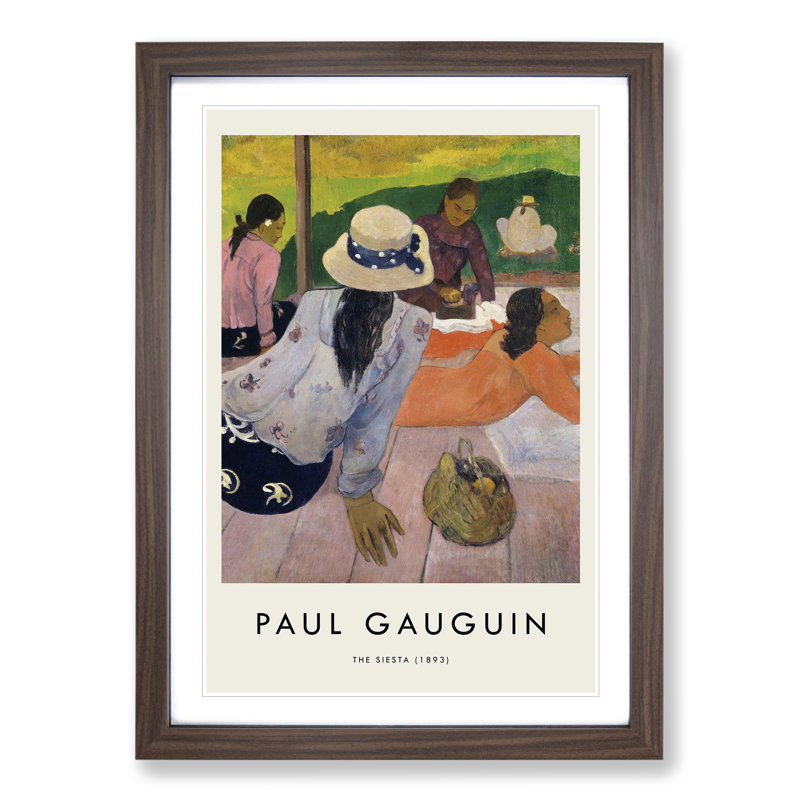 The Siesta by Paul Gauguin - Picture Frame Painting, 65cm H x 48cm W x 2cm D, Walnut Framed