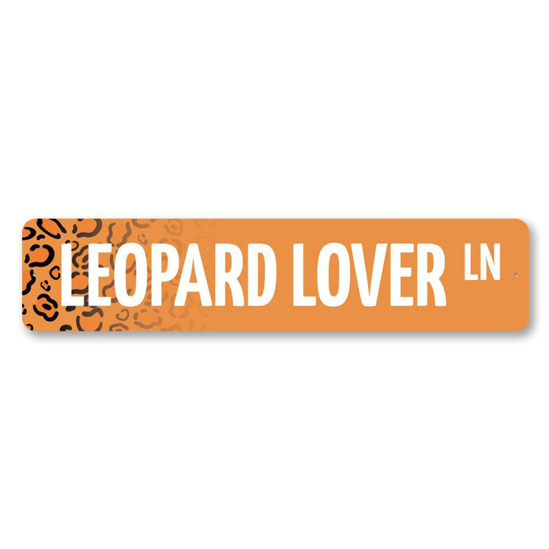 Plaque en aluminium Leopard Lover Street, H 4 po x l 18 po x P 0,04 po