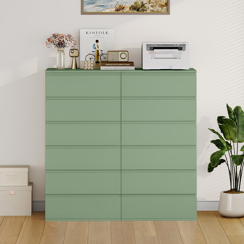 6 Ensemble de commode 6 tiroirs 2 pièces - Vert, Vert