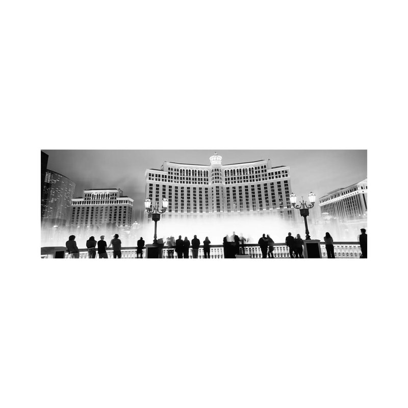Hotel Lit Up At Night, Bellagio Resort And Casino, The Strip, Las Vegas, Nevada, USA by Panoramic Images - Wrapped Canvas Panoramic Print