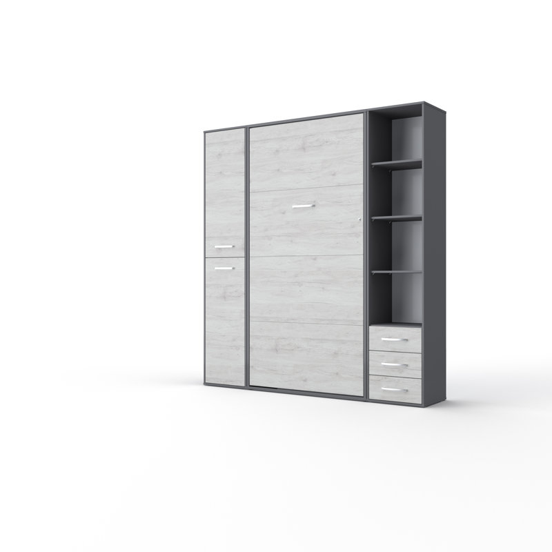 Bator Drawers Murphy Bed, Slate Grey/White Monaco