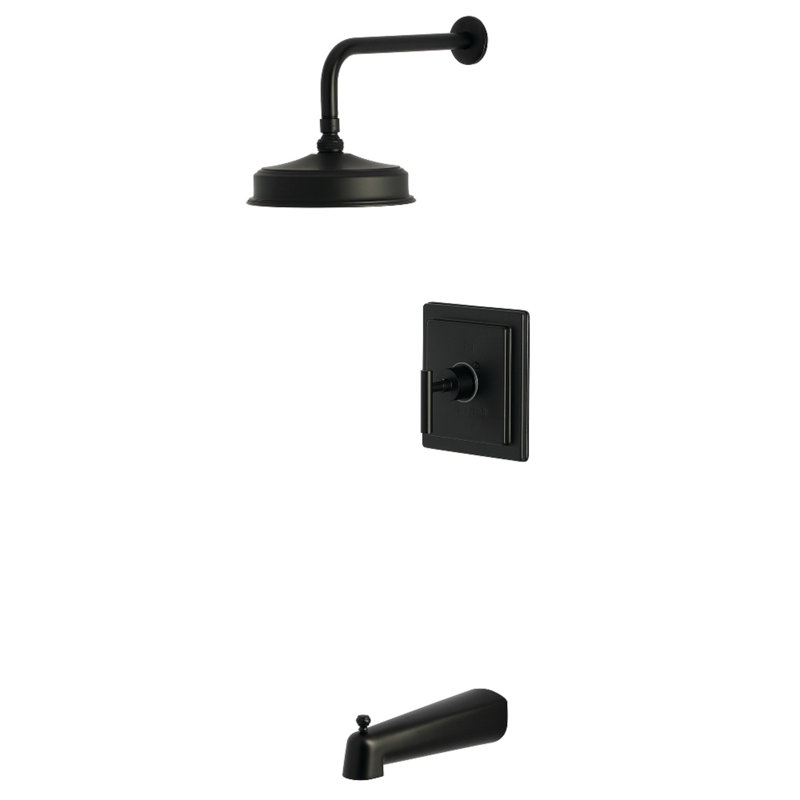 Robinet de baignoire et douche à pression équilibrée à poignée simple Kingston Brass Kingston, Noir mat