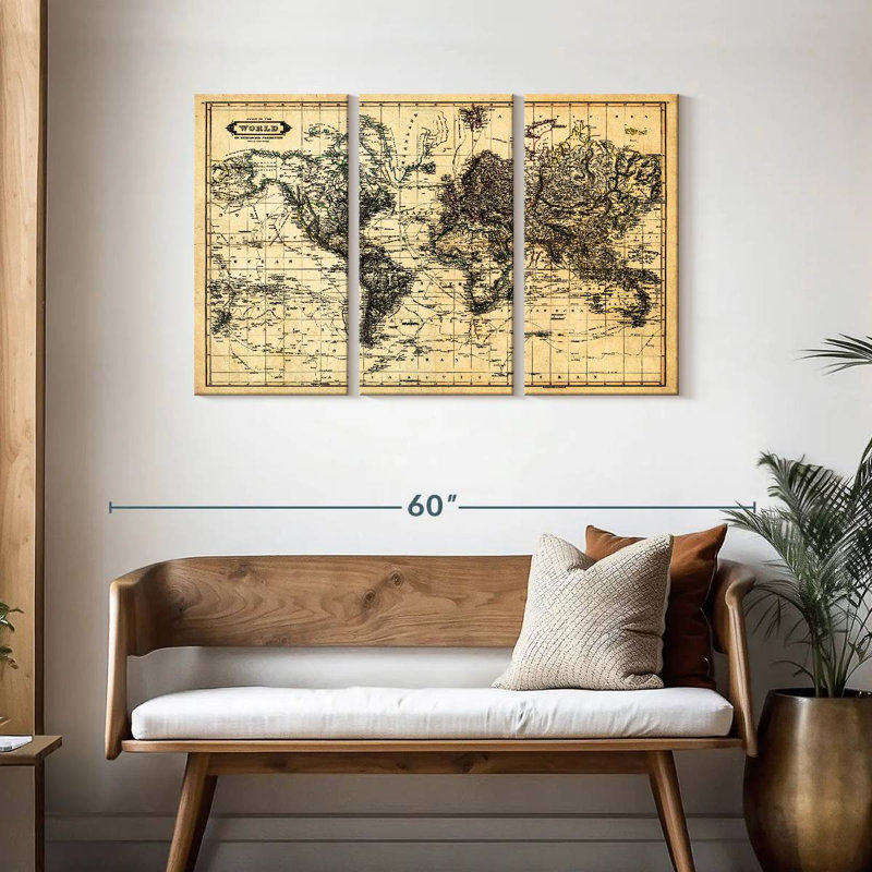Aliaz Chart Of The World Map, 28" H x 45" W