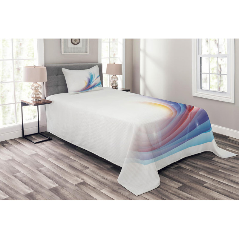 Abstract Modern & Contemporary Polyester Coverlet, Twin Coverlet + 1 Sham