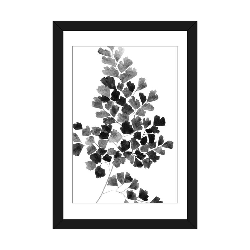 «Black Fern» - Impression sur toile tendue, H 24 po x l 16 po x P 1 po, Papier d'art encadré noir, Blanc