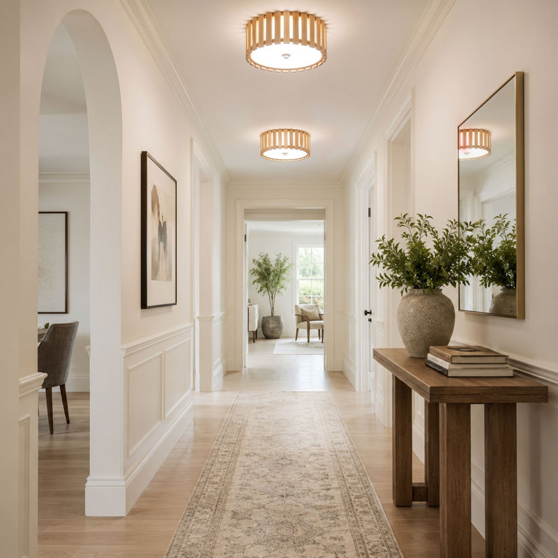 1-Lampadaire encastré en bois blanc à DEL dimmable