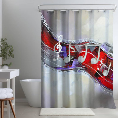 Shower Curtain MU10 – Polyester Shower Curtain, Dye Sublimation Print, 71" W × 74" L