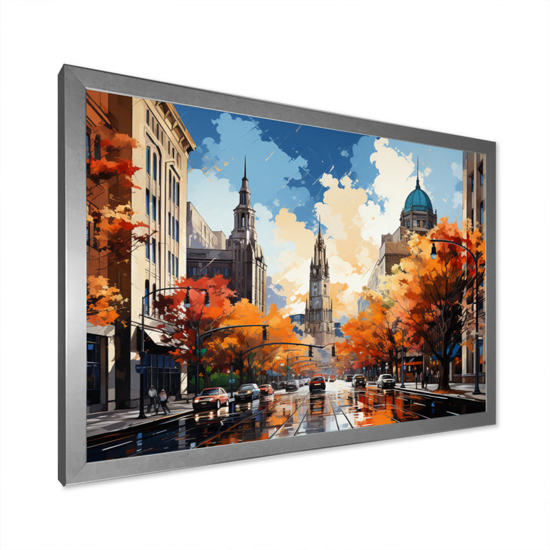 Boston Popart III sur impression sur toile, H 12 po x l 20 po x P 1 po, Cadre simple argenté