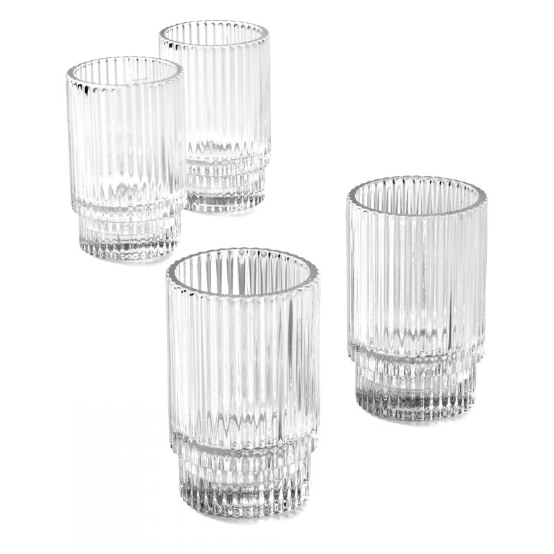 Petit porte-votive en verre Mikalee, 3.75" H x 2.25" W x 2.25" D, Clair, 4