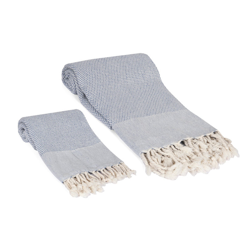Ensemble de serviettes en coton turc 2 pièces Luciana Janessa, Bleu marine