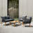 Serene 4-Piece Patio Furniture Set – 800lbs Capacity, Acacia Wood Outdoor Conversation Set with Thick Cushions-374004396