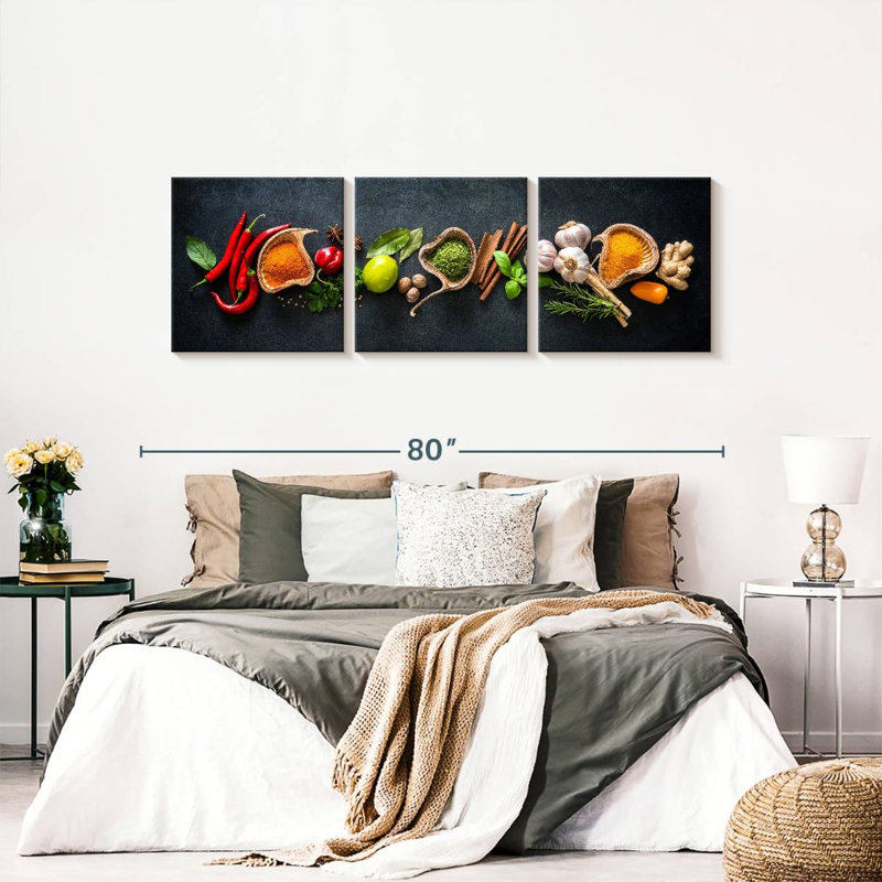 " Spices For Cooking " 3 - Pieces, 24" H x 74" W x 1.25" D