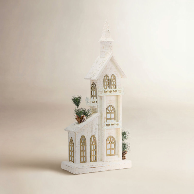 Présentoir d'églises lumineuses à DEL H 27 po