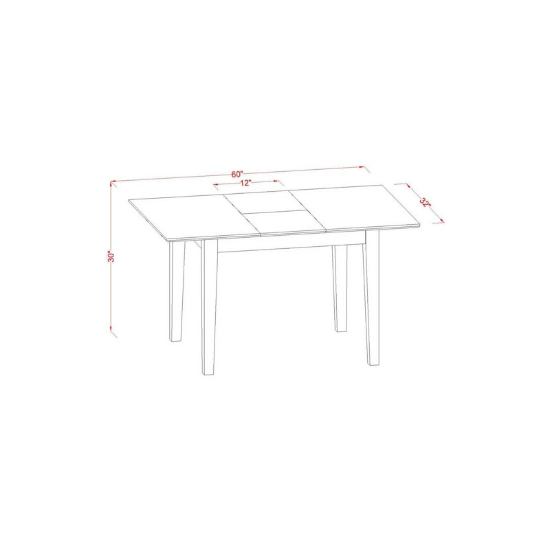 Ensemble de table de salle à manger en acajou, Dark Khaki, 3 pièces: 1 table, 2 chaises, H 30 po x L 60 po x l 32 po
