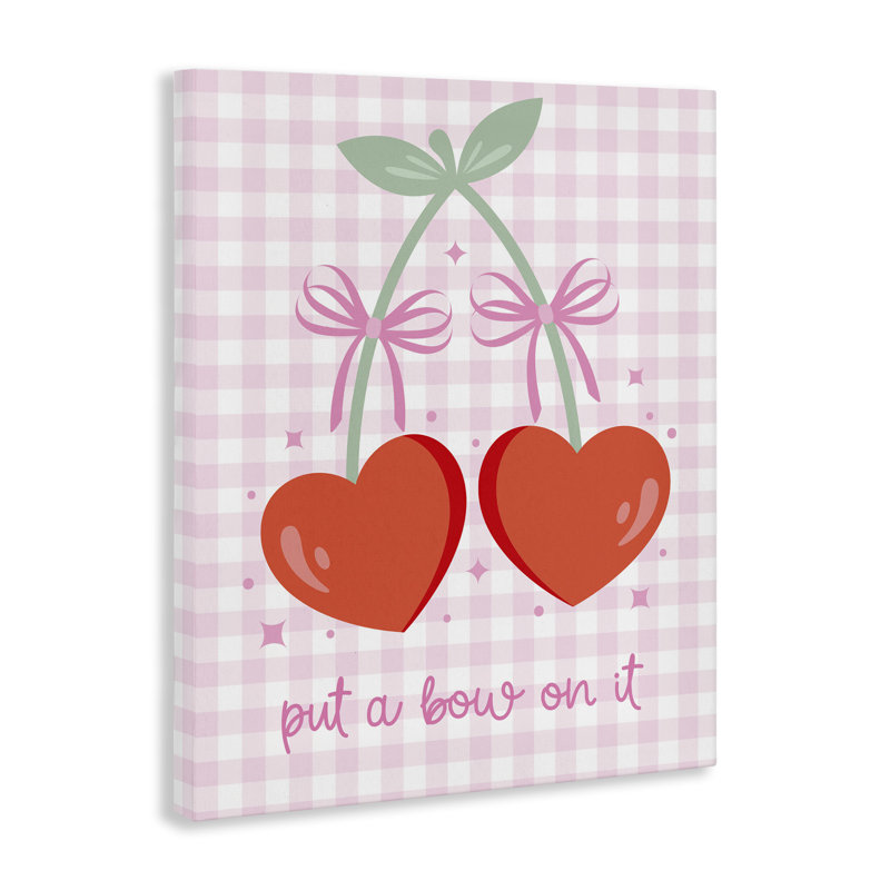 «Put A Bow On It Cherries», art mural sur toile par Ilis Avilés, H 40 po x l 30 po