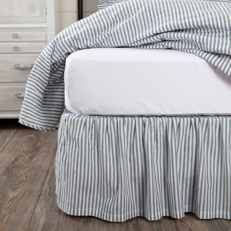 Sawyer Mill Blue and White Cotton Queen Bed Skirt with Split Corners
