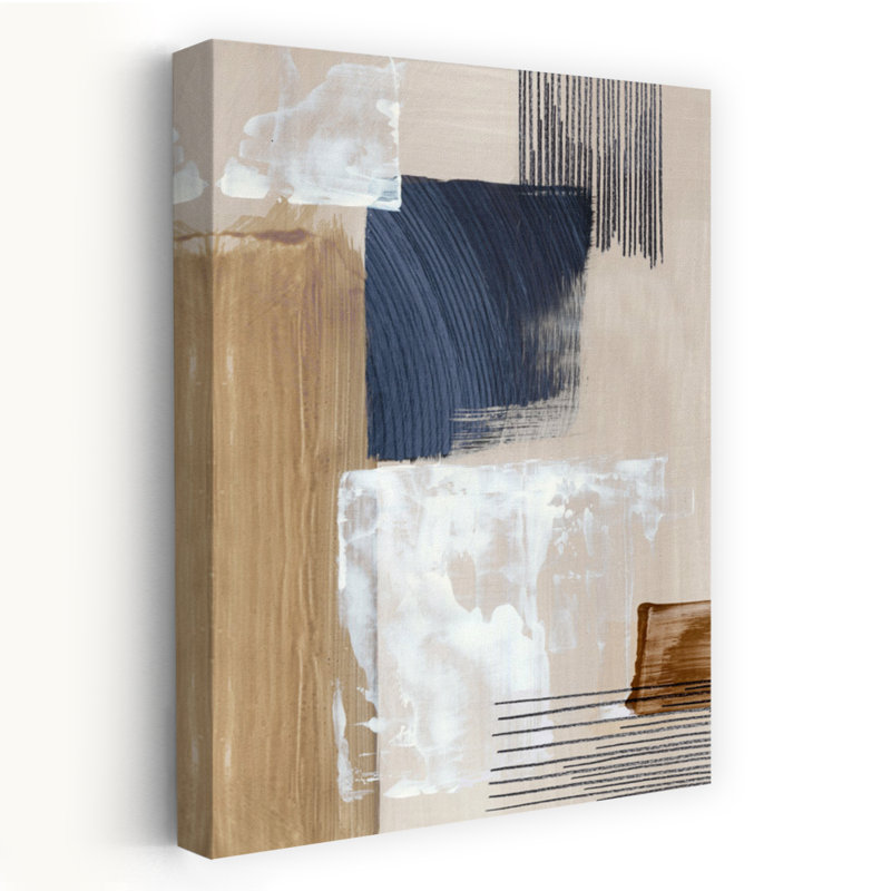 «Geometric Harmony In Neutral Tones II», art mural contemporain abstrait, H 60 po x l 40 po