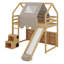 Lit mezzanine simple en bois avec tente-576023106