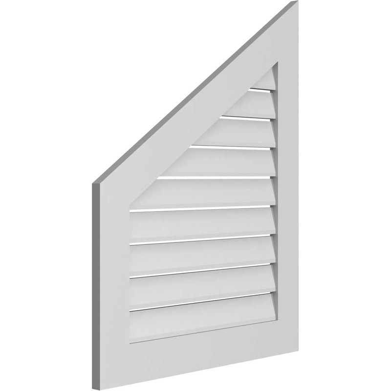 Half Peaked Left Surface Mount Signature Urethane Functional Gable Vent 8/12 Pitch Primed Tan, 36" H x 28" W x 1" D