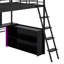 Lit mezzanine double en métal avec DEL, bureau et tablettes de rangement-1141447371