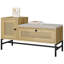 Shoe Storage Bench With Drawer And Cabinet, Rattan