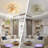 20" Flush Mount White Rubbed Gold Caged Ceiling Fan, Small Ceiling Fan With Remote
