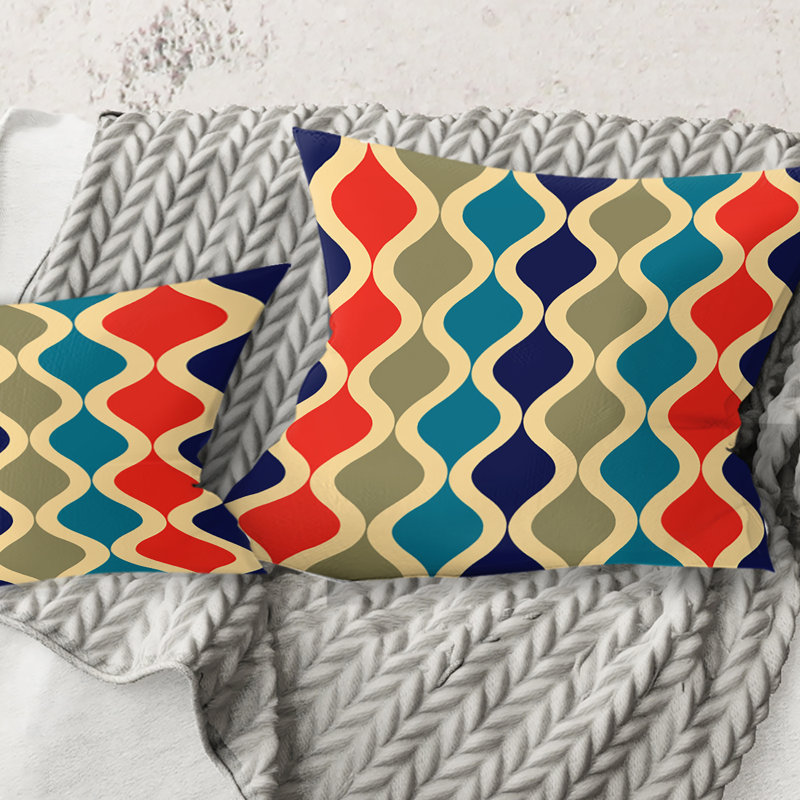 Coussin décoratif rétro Mid-Century, 18 po x 18 po