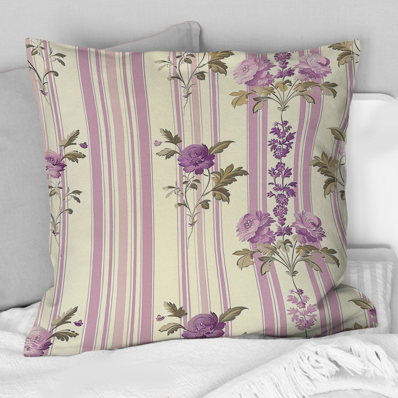 Lavande à rayures fines - Coussin décoratif transitionnel, H 18 po x l 18 po