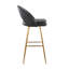 Ensemble de 2 tabourets de bar à hauteur fixe avec structure en métal doré, siège en similicuir noir, repose-pieds carré et siège intérieur ergonomique.-186062458-186062461