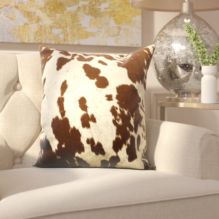 HiEnd Accents Faux Leather Cowhide and Concho 18in Square Throw Pillow