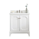 Queen 30" Sink Carrara Quartz Countertop Bath Vanity with Faucet