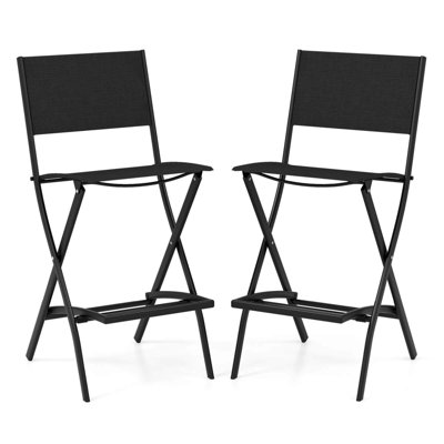 Outdoor Bar Chair Folding Bar Height Stool With Metal Frame Coffee Black by Ebern Designs