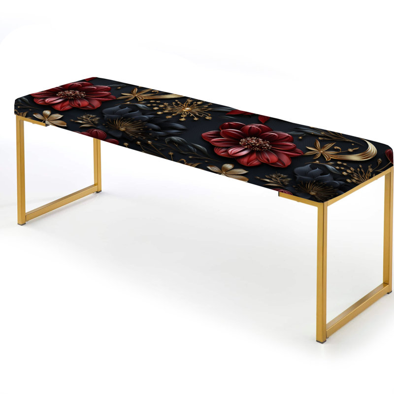 Regal bourgogne fleurs majestueux élégance - banc rembourré doré Glam
