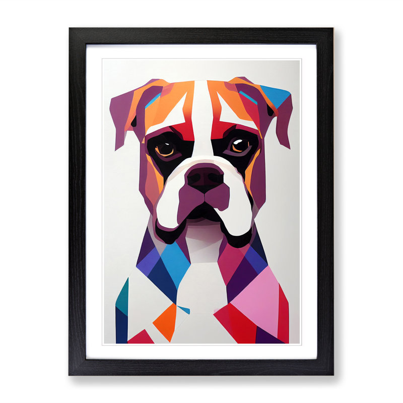 Boxer Dog Abstract - Single Picture Frame Print, Black, 64cm H x 46cm W