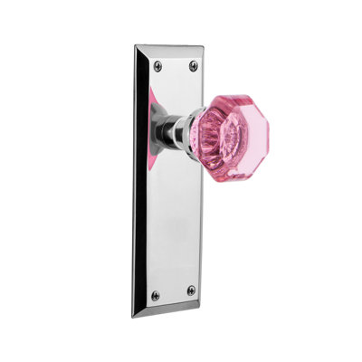 Plaque New York avec bouton de porte rose Waldorf
