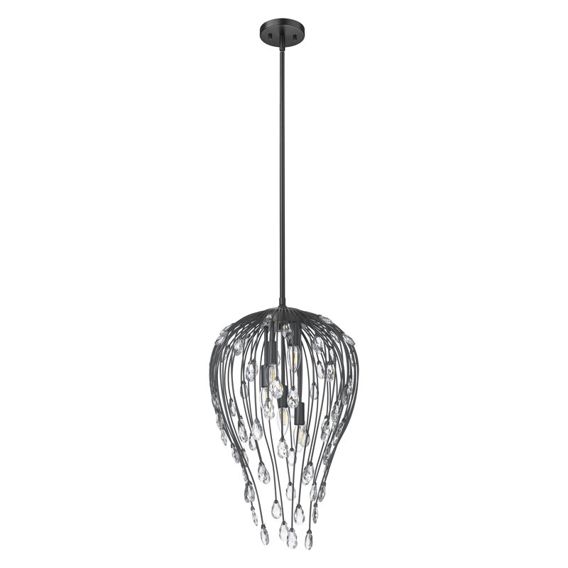 Luminaire suspendu noir mat 5 lumières Gabriella, Noir mat