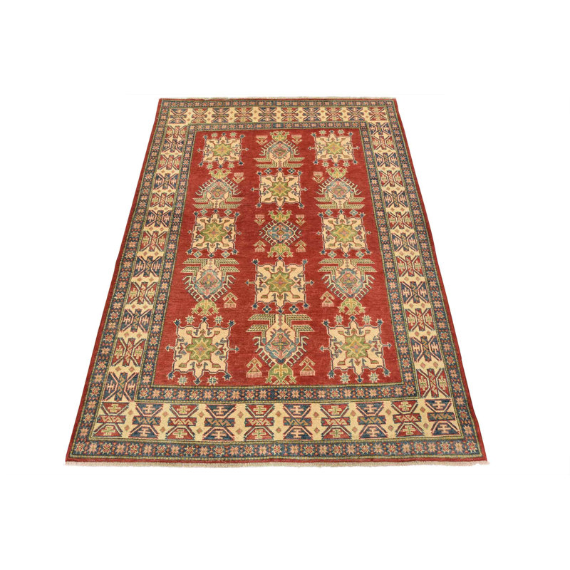 Tapis rouge nouvel âge en laine 6 pi x 8 pi 1 po Mutsuo