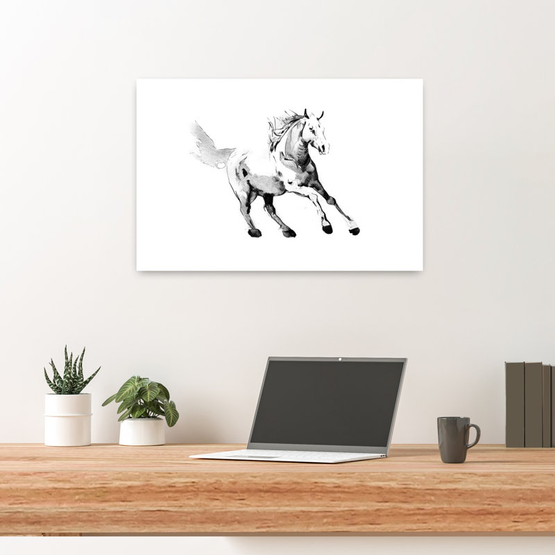 Cheval galopant, cheval contemporain élégant, impression d'art mural, H 16 po x l 24 po
