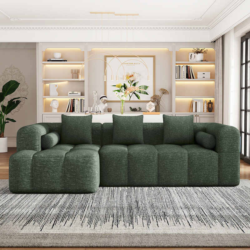 Canapé modulaire avec agencements flexibles et mousse haute densité pour un confort et une esthétique moderne, Vert