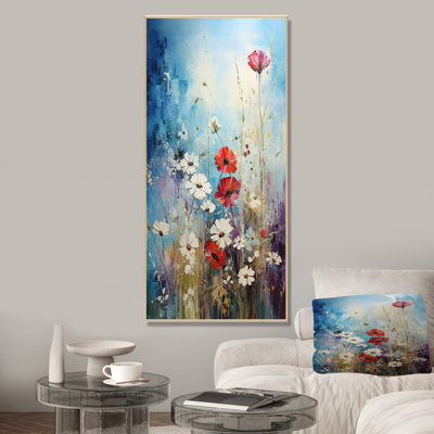 «Meadow View I», art mural rouge et blanc