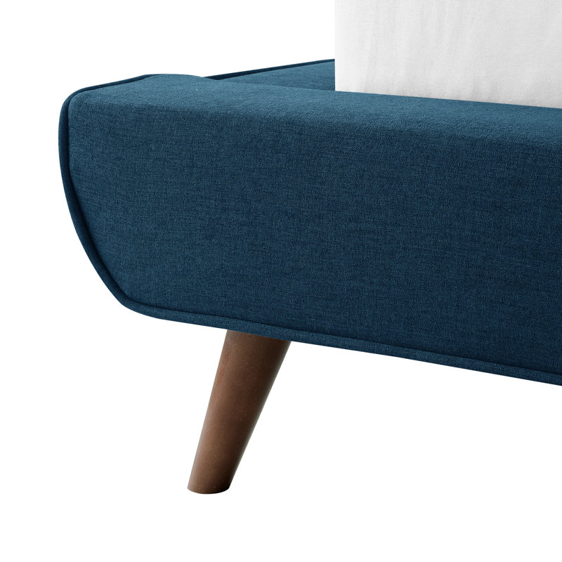 Clodean Linen Upholstered Platform Bed, Denim, Queen