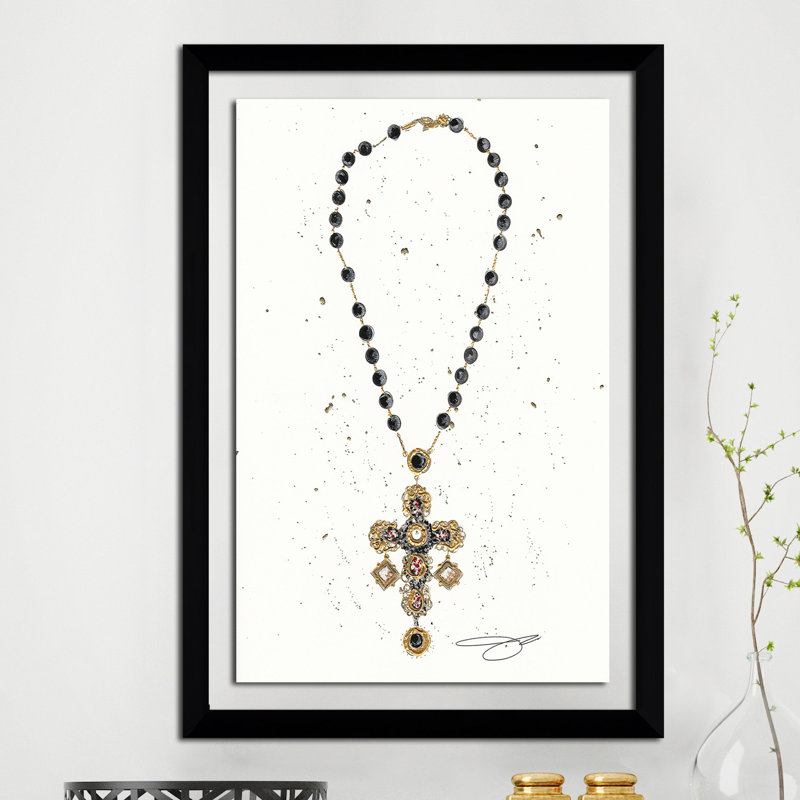 Cross My Heart - impression d'art graphique, Cadre noir, H 27,5 po x l 21,5 po x P 0,75 po