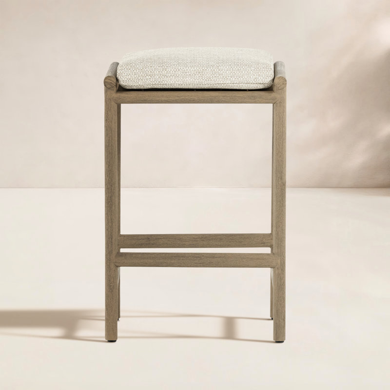 Kyla Outdoor Teak Bar Stool, Counter Stool (26.46” Seat Height)