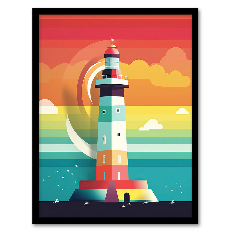 Merredith Lighthouse Mid Century - Single Picture Frame Print