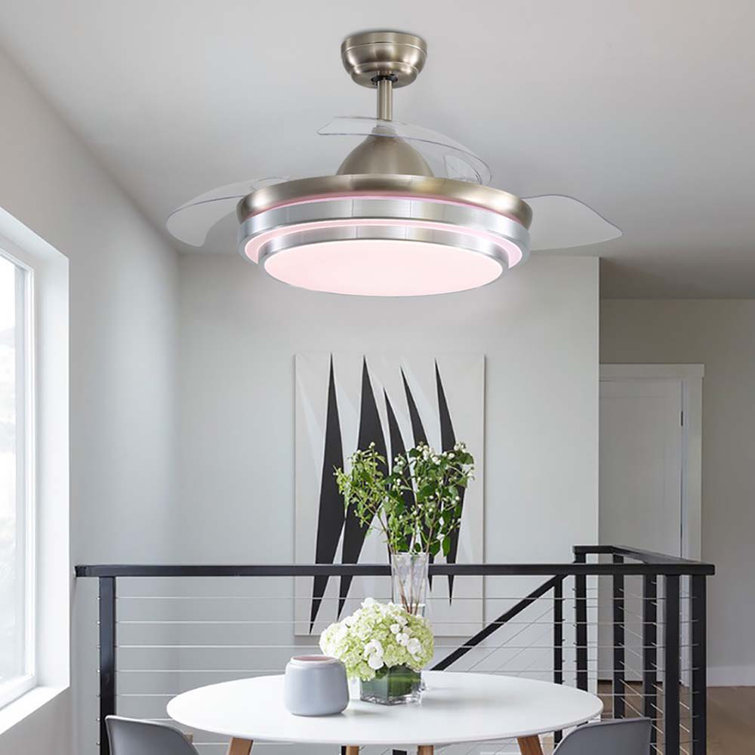 Contemporary 3-Blade Tiered LED Ceiling Fan Light with Remote