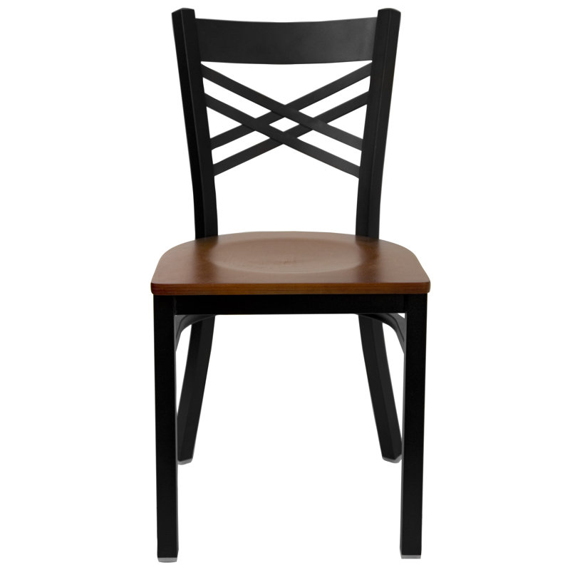 Prompton 'X'' Metal Restaurant Chair, 2, Cherry/Black